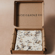 Load image into Gallery viewer, • Meditate •&lt;br&gt;Orange,  Patchouli, Frankincense, Clary Sage, Thyme &amp; Ylang Ylang&lt;br&gt;9 naturally scented wax melts
