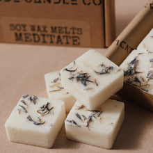 Load image into Gallery viewer, • Meditate •&lt;br&gt;Orange,  Patchouli, Frankincense, Clary Sage, Thyme &amp; Ylang Ylang&lt;br&gt;9 naturally scented wax melts

